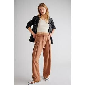 Free People FP One Chance Trousers Zip Hook Eye Pocket Cork Pants Size 2